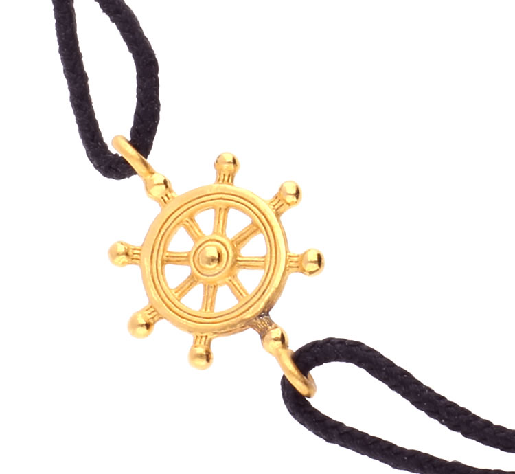 【即日お届け】＜メンズ＞舵 Blackコード 純金ブレスレット