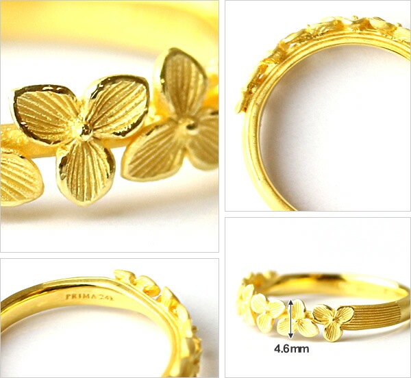 繊細なフラワーモチーフ 純金リング