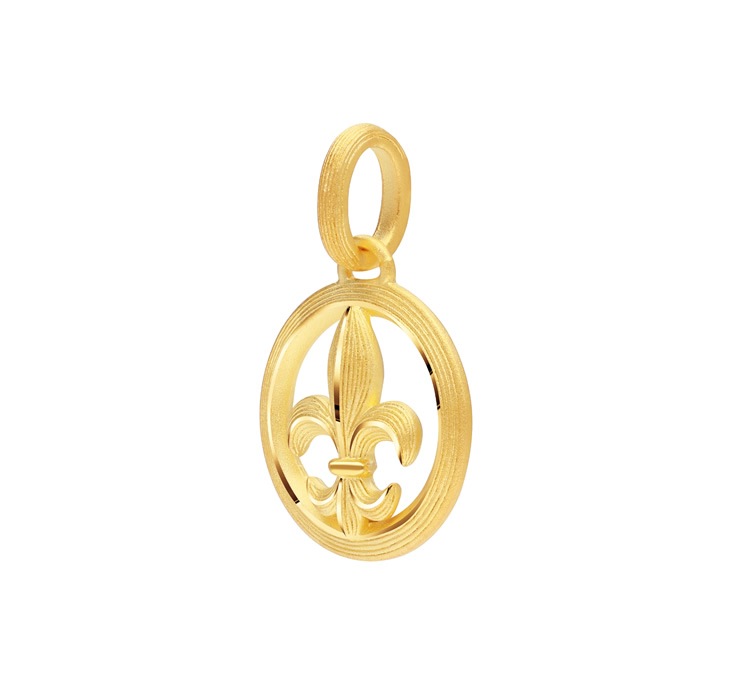 ユリの紋章 純金サークルペンダント