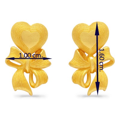 ハート&リボンモチーフ 純金ピアス