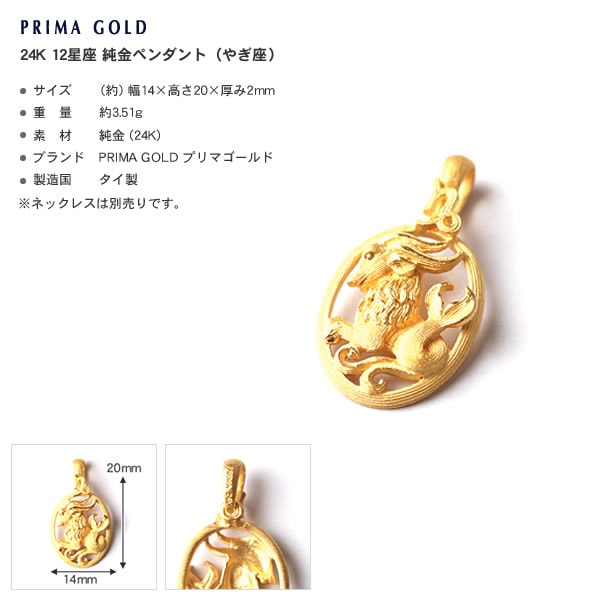 12星座 やぎ座(12/22~1/19) 純金ペンダント
