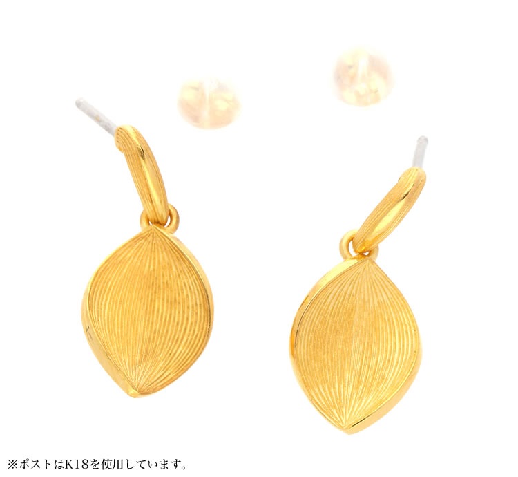 リーフモチーフ 純金ピアス
