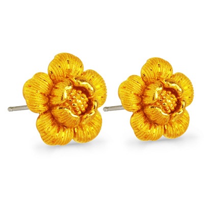 牡丹の花 純金ピアス