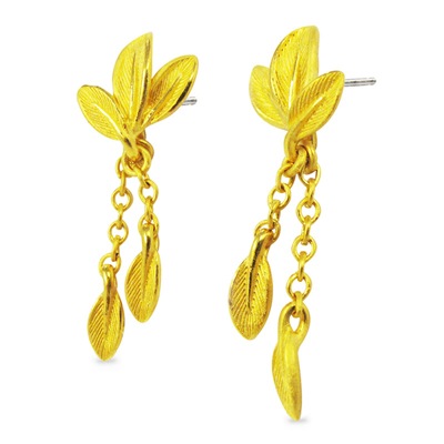 リーフモチーフ 純金ピアス