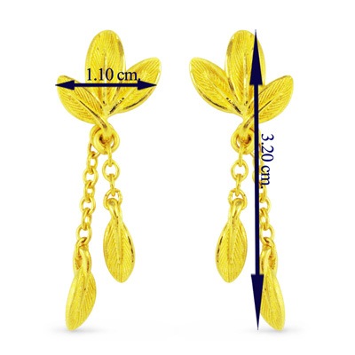 リーフモチーフ 純金ピアス