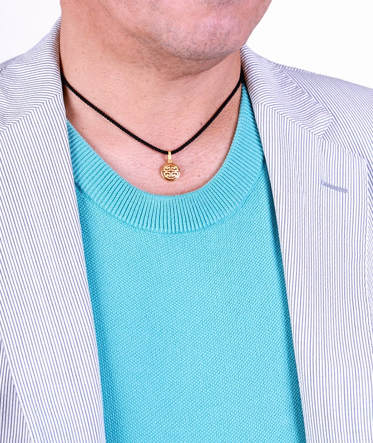 ＜メンズ＞寿シンボル -Shou Symbol- 純金ペンダント（ネックレス紐付き）