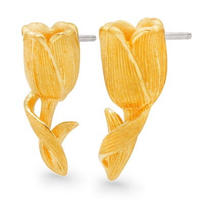 チューリップモチーフ 純金ピアス