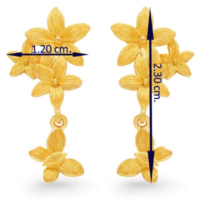 フラワー&バタフライ 純金ピアス