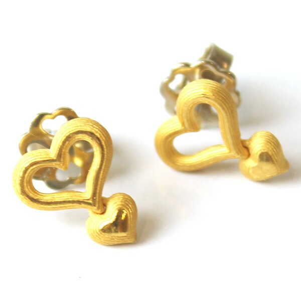 ハートモチーフ 純金ピアス