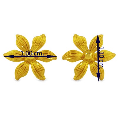 シルクライン彫り花びら 純金ピアス