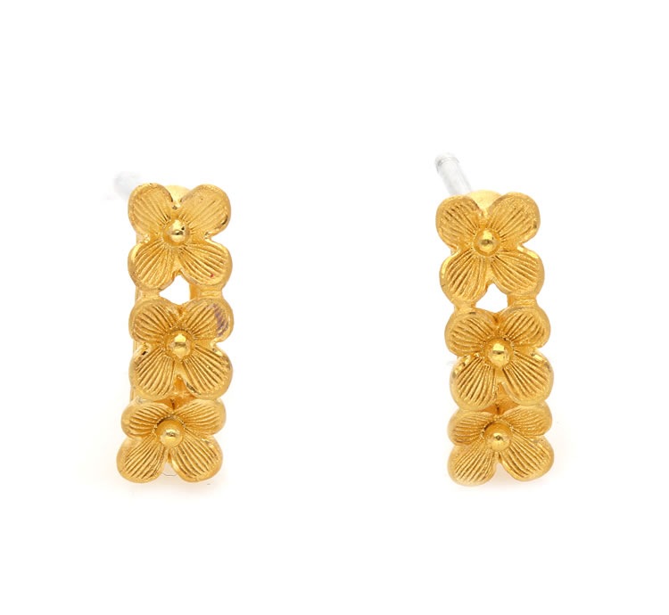 3連フラワーモチーフ 純金ピアス｜レディース,ピアス/イヤリング商品