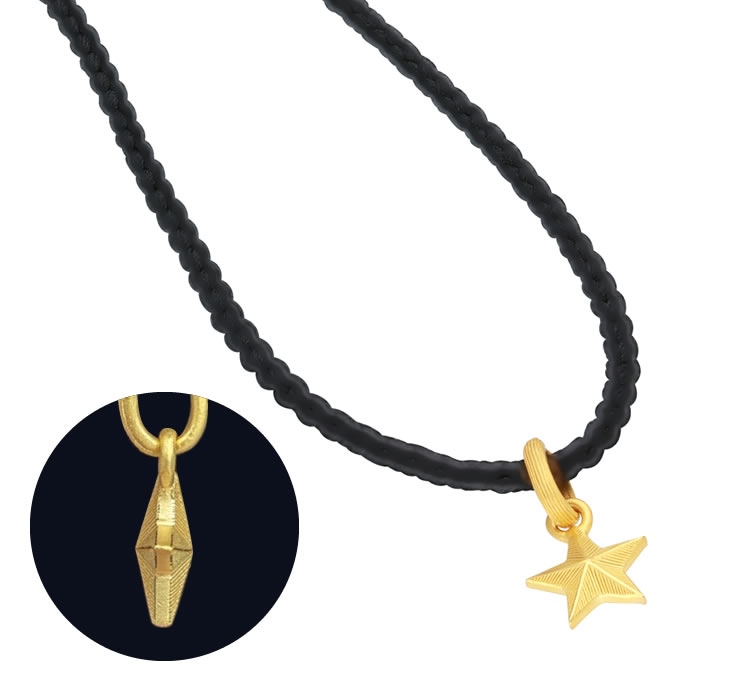 【即日お届け】＜メンズ＞スターモチーフ 純金ペンダント（ネックレス紐付き）