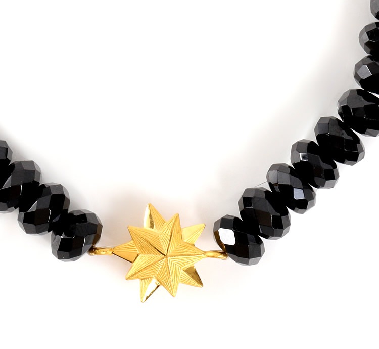 【即日お届け】＜メンズ＞純金スター ブラックスピネルブレスレット