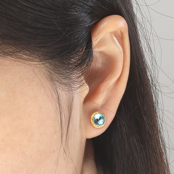 スイスブルートパーズ 2.2ct 純金ピアス