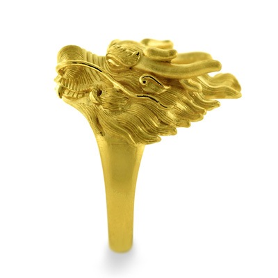 ドラゴンモチーフ吉兆のシンボル 純金リング