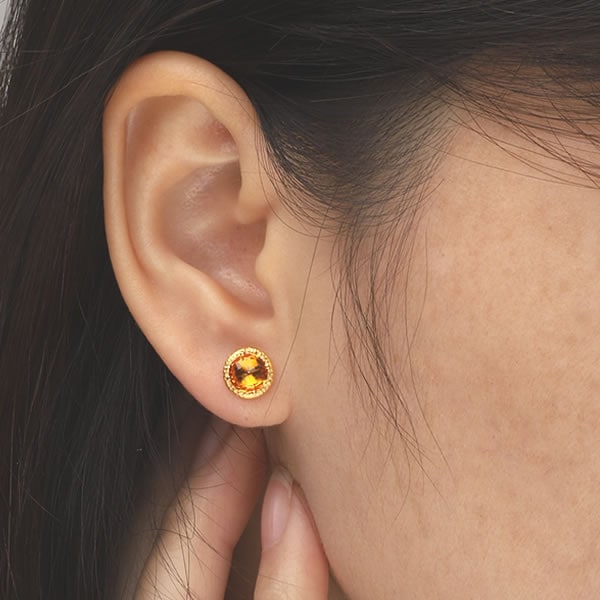 天然シトリン（1.5ct/1.5ct)ピアス