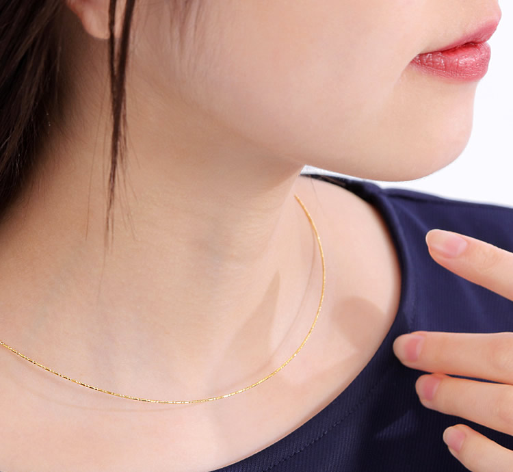 形状記憶＞純金オメガネックレス (長40-45cm) ｜レディース,ネックレス