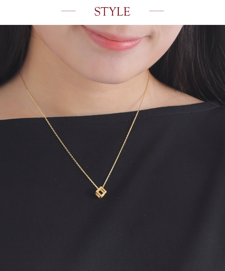 【即日お届け】立体キューブ 純金ペンダント（SV925チェーン付き）