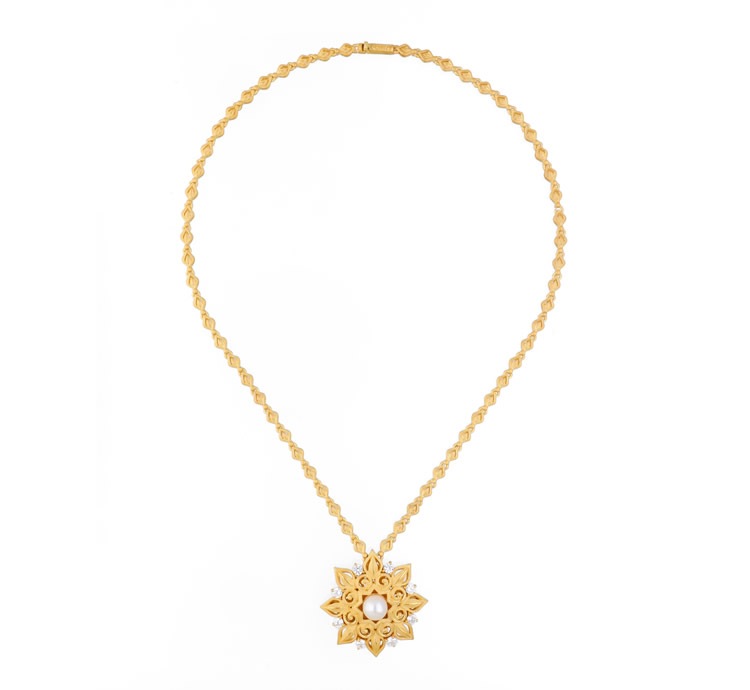 ロイヤル・アラベスク パール 純金ネックレス - Royal Collection Line