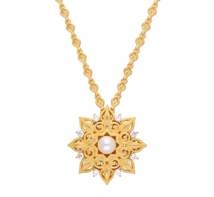 ロイヤル・アラベスク パール 純金ネックレス - Royal Collection Line
