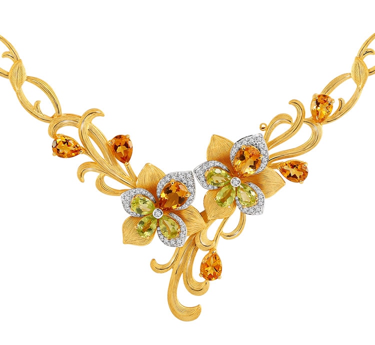 ロイヤル・アイリス 純金ジェムストーンネックレス - Royal Collection Line