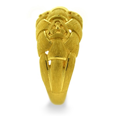 異なる質感の編み込みモチーフ 純金リング｜レディース,リング