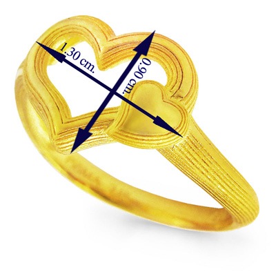 寄り添う2つのハートが愛らしい 純金リング