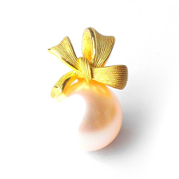 桜色の淡い一粒パール 純金ペンダント