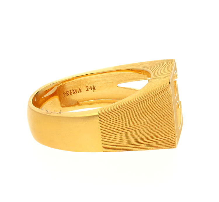 <メンズ>イニシャルE(アルファベット) 純金リング