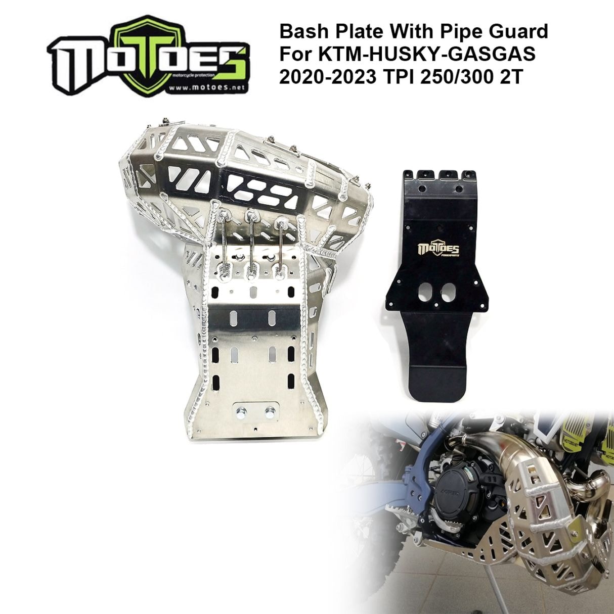 [MOTOES] BASH PLATE With PIPE GUARD + LINK GUARD For KTM系 250/300 2020-2023