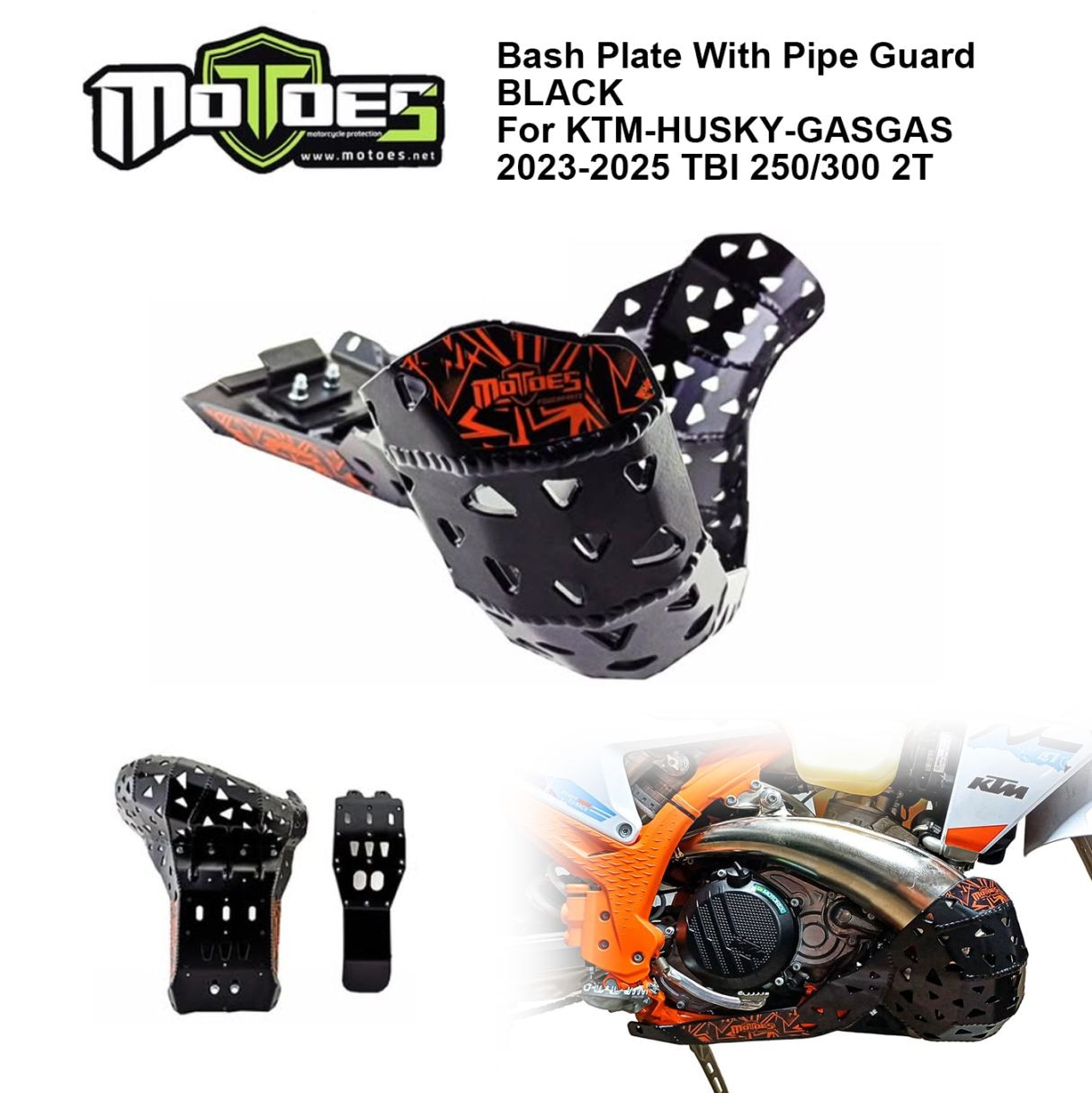[MOTOES] BASH PLATE With PIPE GUARD + LINK GUARD BLACK For KTM系 250/300 2024-2025 TBI