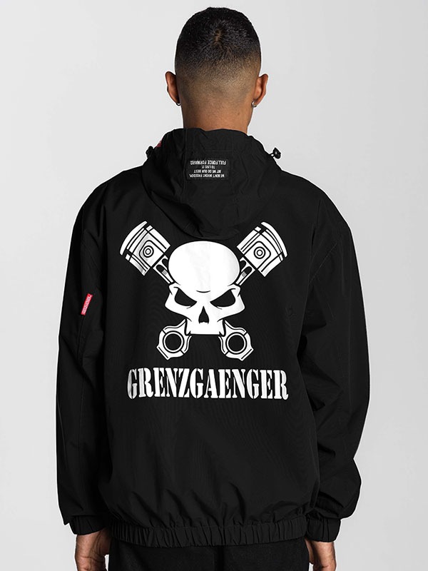 [GRENZGAENGER] Skull Windbreaker deep black