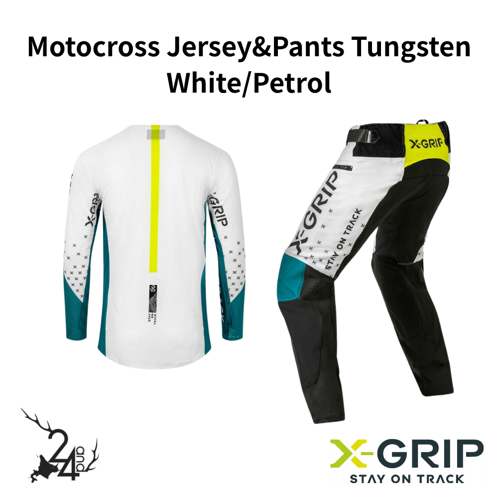 [X-GRIP] オフロードジャージ&パンツ Tungsten - white/petrol