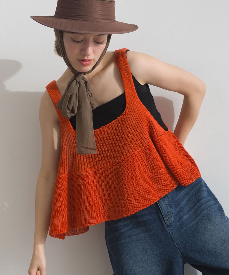 le colis】シャリシャリシアーサマーニット フレアキャミビスチェ | le