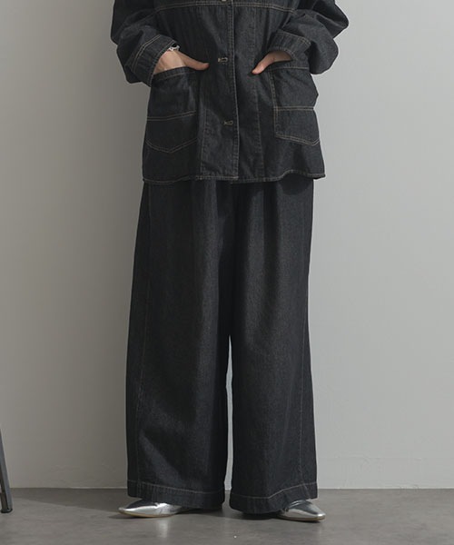 le colis】ケミカルウォッシュ加工タックイージーパンツ | le colis
