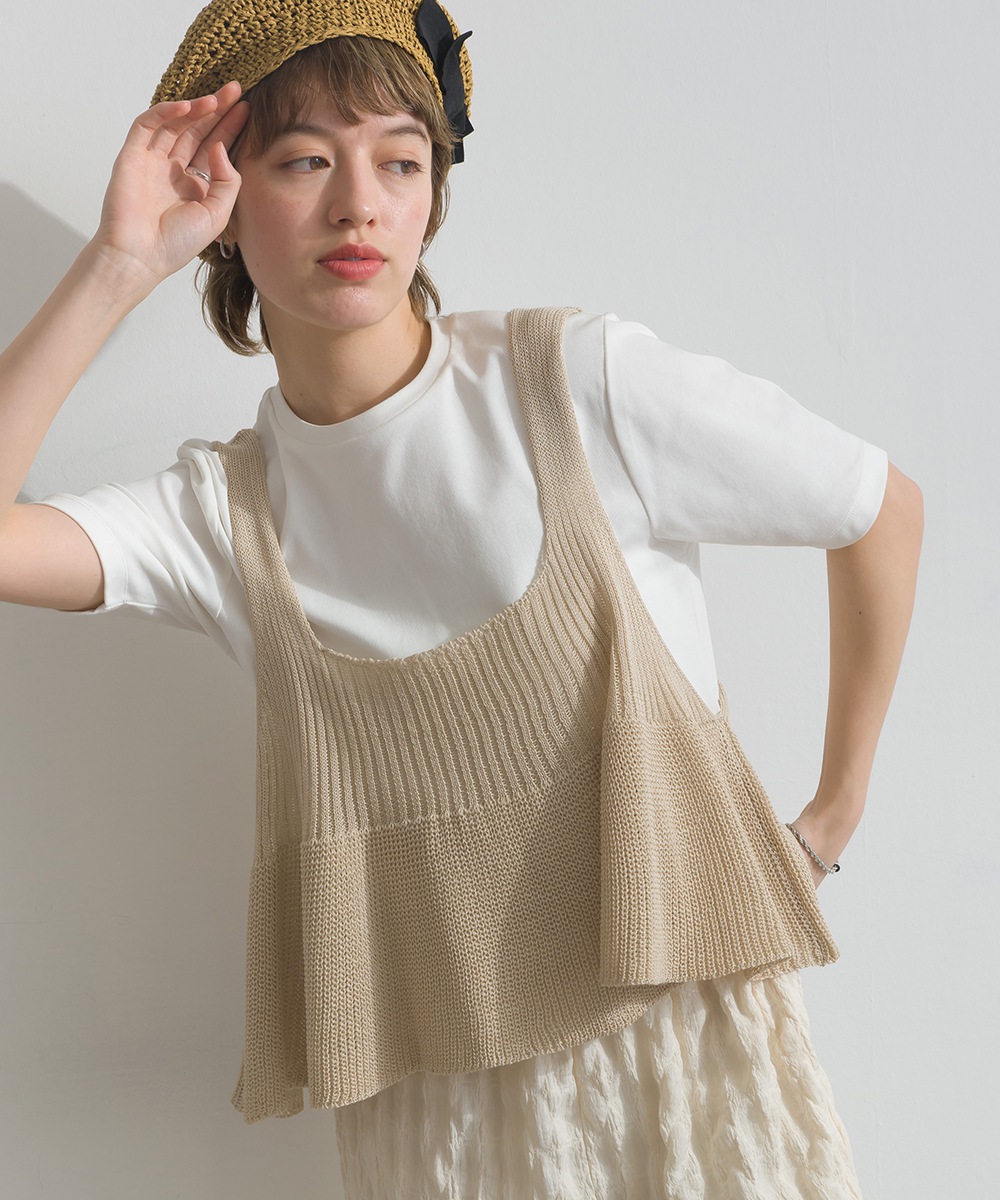 le colis】シャリシャリシアーサマーニット フレアキャミビスチェ | le