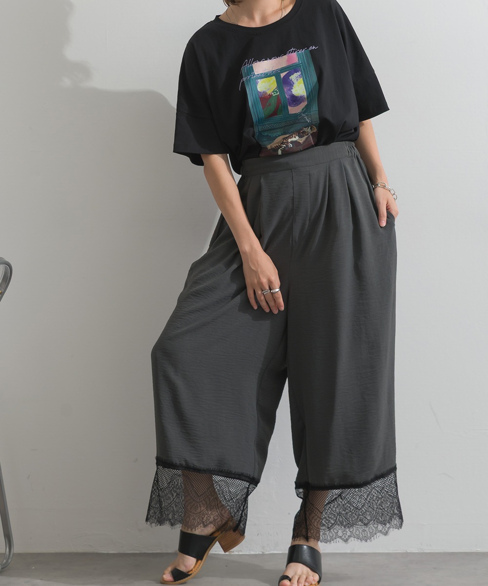 MAFRAIS】とろみワッシャー 裾レース パンツ | MAFRAIS | in the