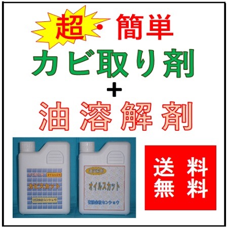 【強力カビ取り剤 カビスカット 1L】 1本 + 【油溶解剤 オイルスカット 1L】 1本