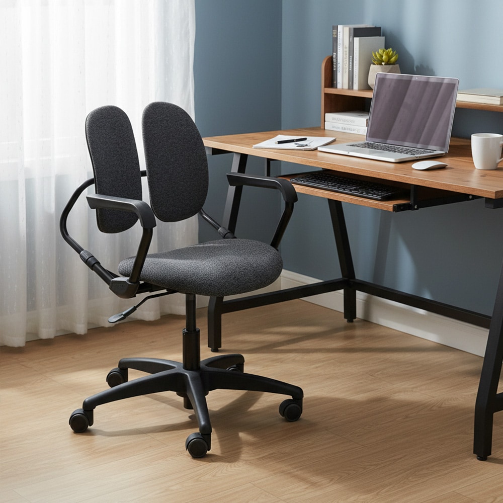 デュオレスト ワークチェア キャスター付き 肘付き 二つの背もたれ