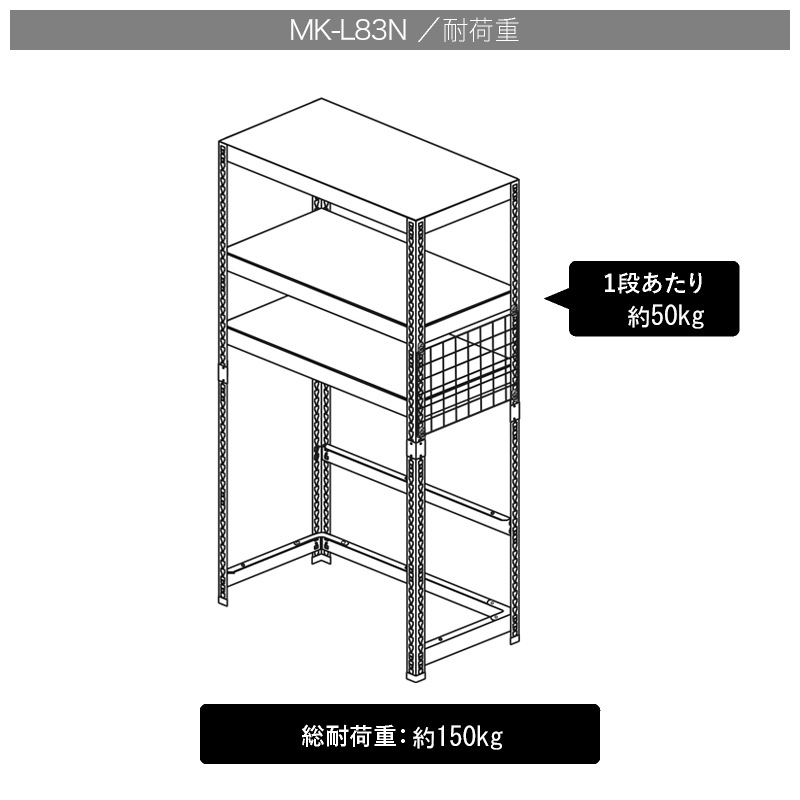 メタル＆ウッドラック ランドリーラック 3段 幅82cm スチールラック