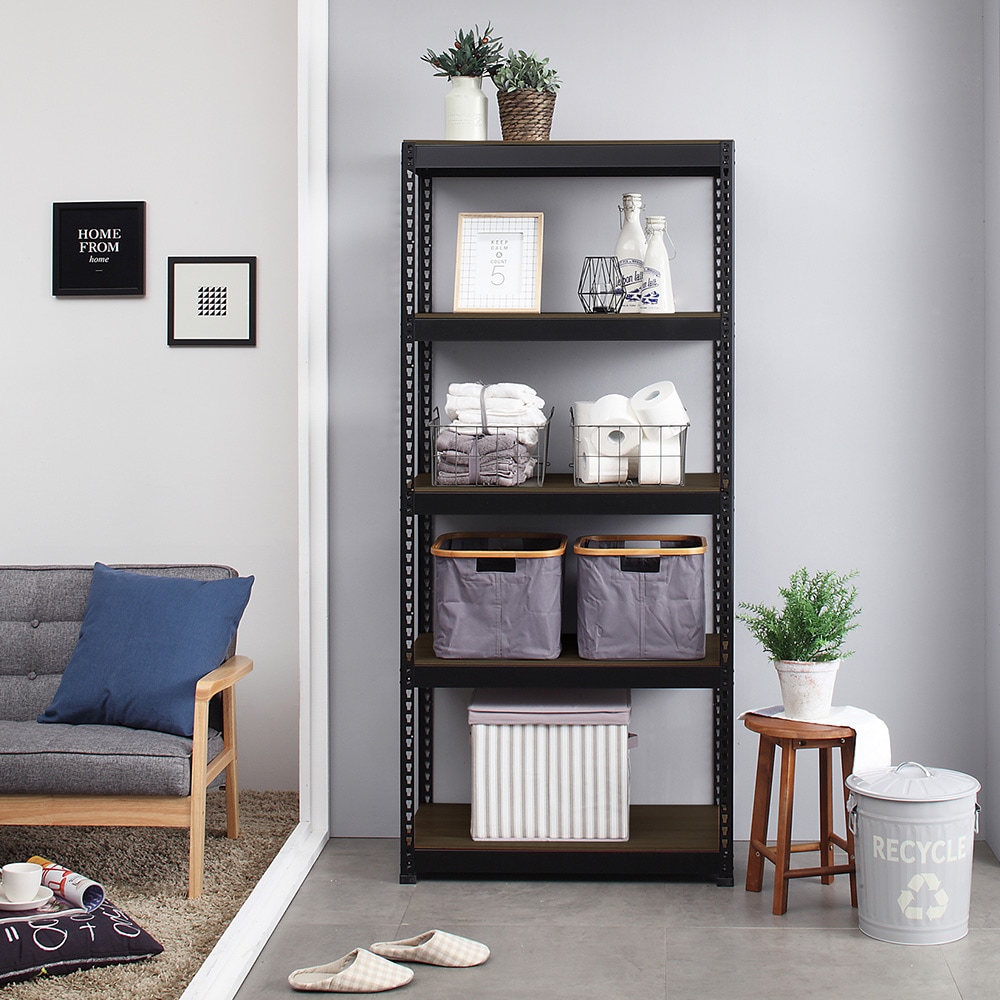 メタル＆ウッドラック スチールラック 5段 幅81cm 奥行41cm 高さ180cm 総