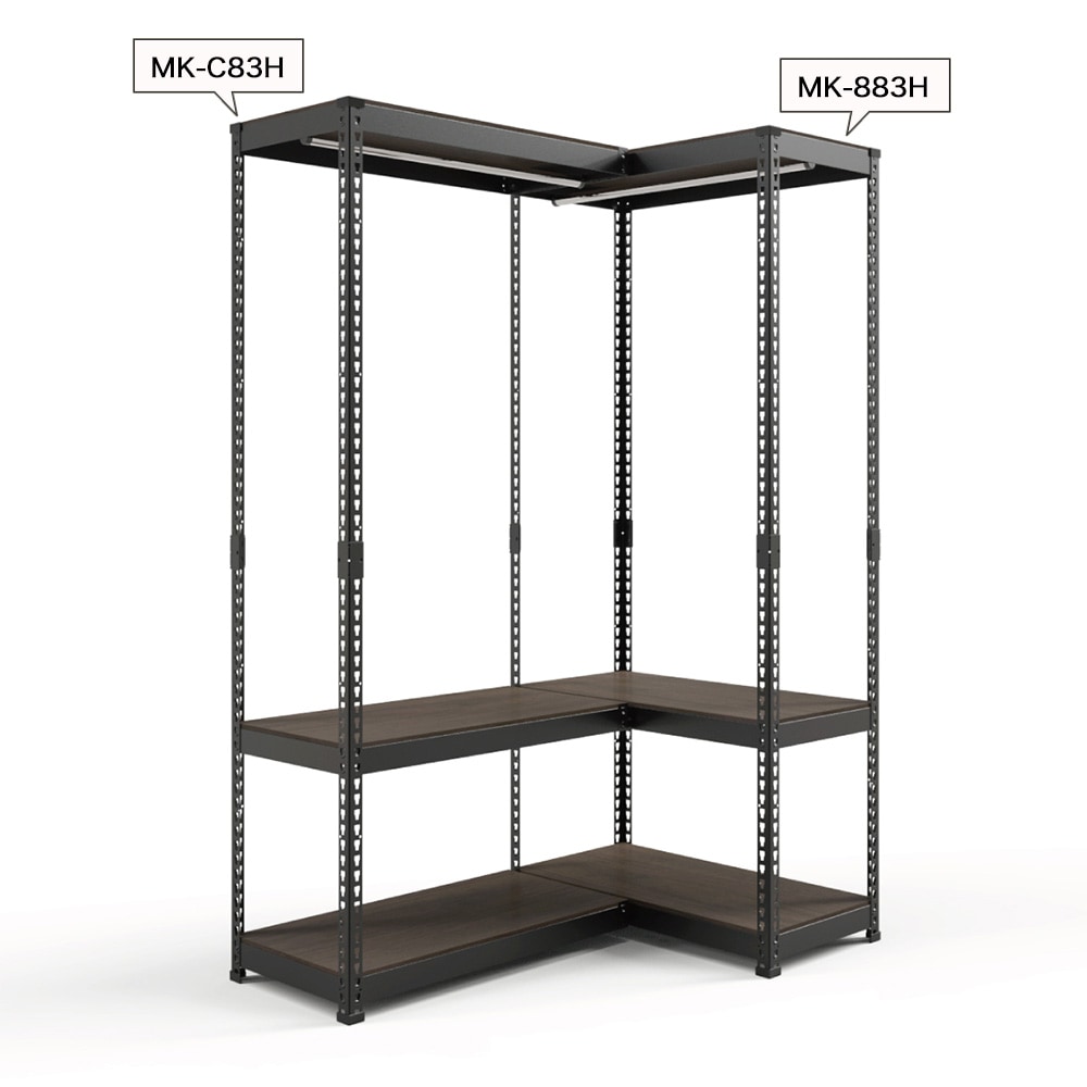 追加パーツ】メタル＆ウッドラック 専用 コーナー連結3段 幅81cm 高