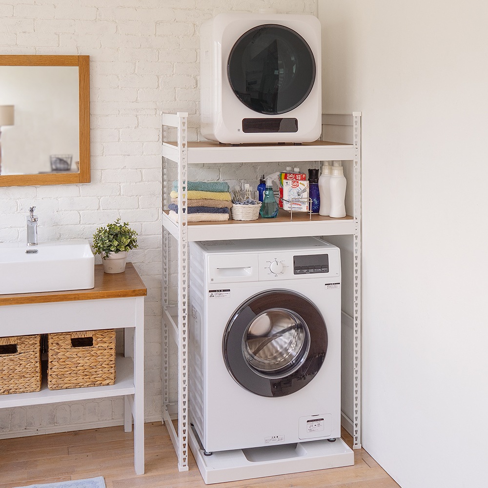 メタル＆ウッドラック ランドリーラック 2段 幅82cm 奥行51cm 高151cm