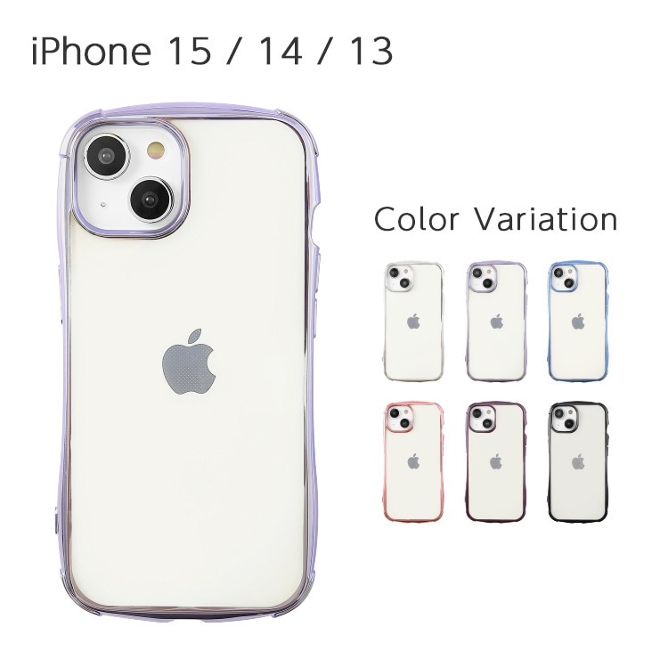 iPhone 15 / 14 / 13 バンパーメタリック クリアケース