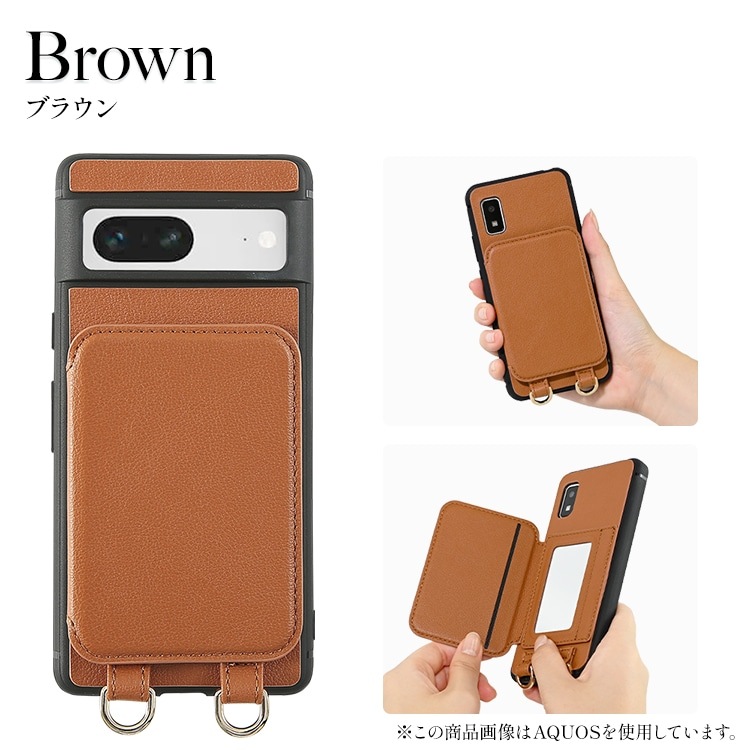 Google Pixel 8a Camila カードポケット バックカバーケース ミラー付き