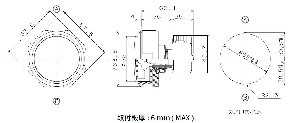 �ȸ��������ܥ���60�������ݡʥޥ����������å����η��ˡ�OBSA-60UM-��-1F��