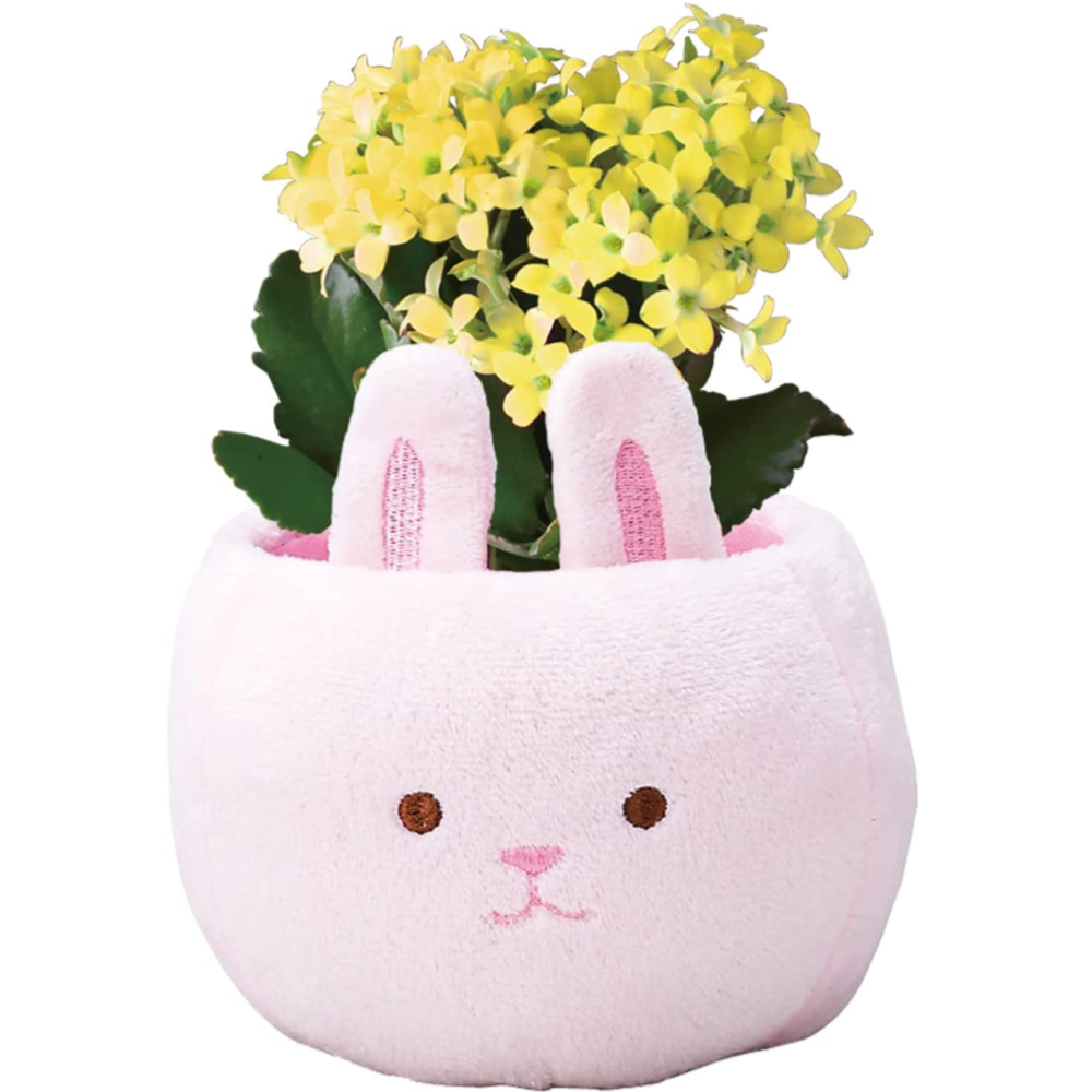 おみつ様　リメイク鉢　白たまごのうさぎさん　ピンク花のガーデニング おみつ様 リメイク鉢 白たまごのうさぎさん ピンク花の