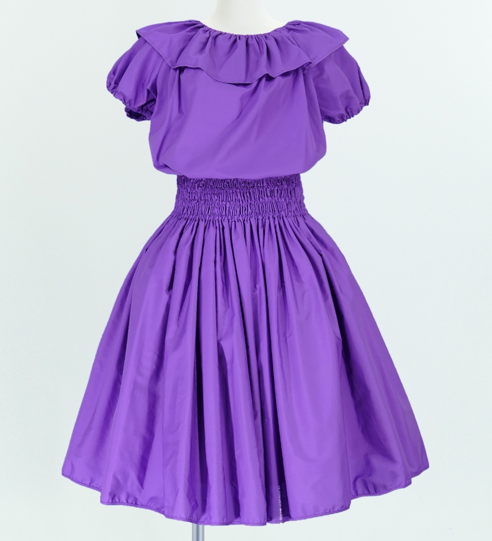 フラダンスパウスカートu0026ブラウス 　　　　　パープル フラダンス シャーリングチューブトップ ブラウス パープル 1663v