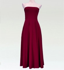 フラダンス無地 2wayロング丈フレアワンピース/スカート レッド