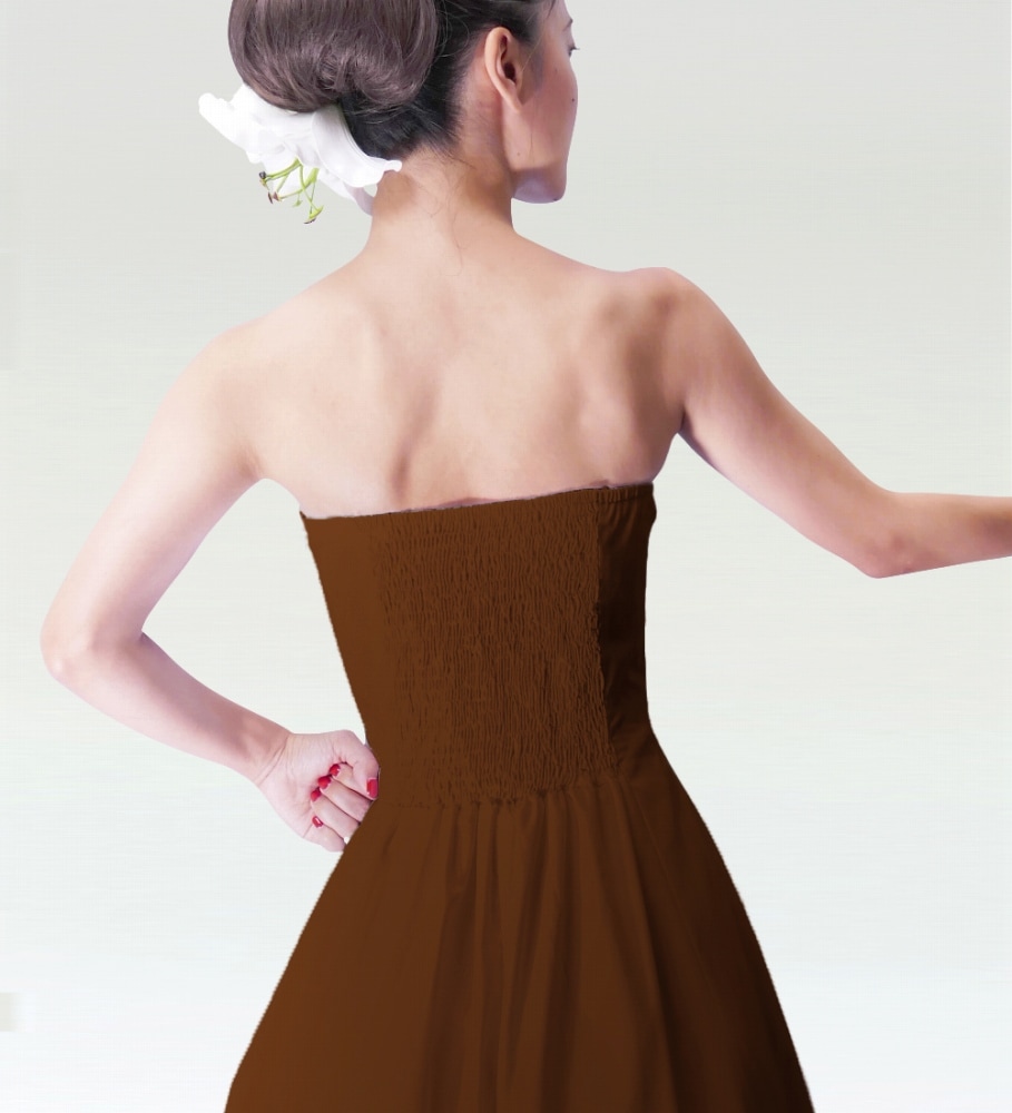 フラダンスムームー ストラップレスロングドレス ブラウン 2550br